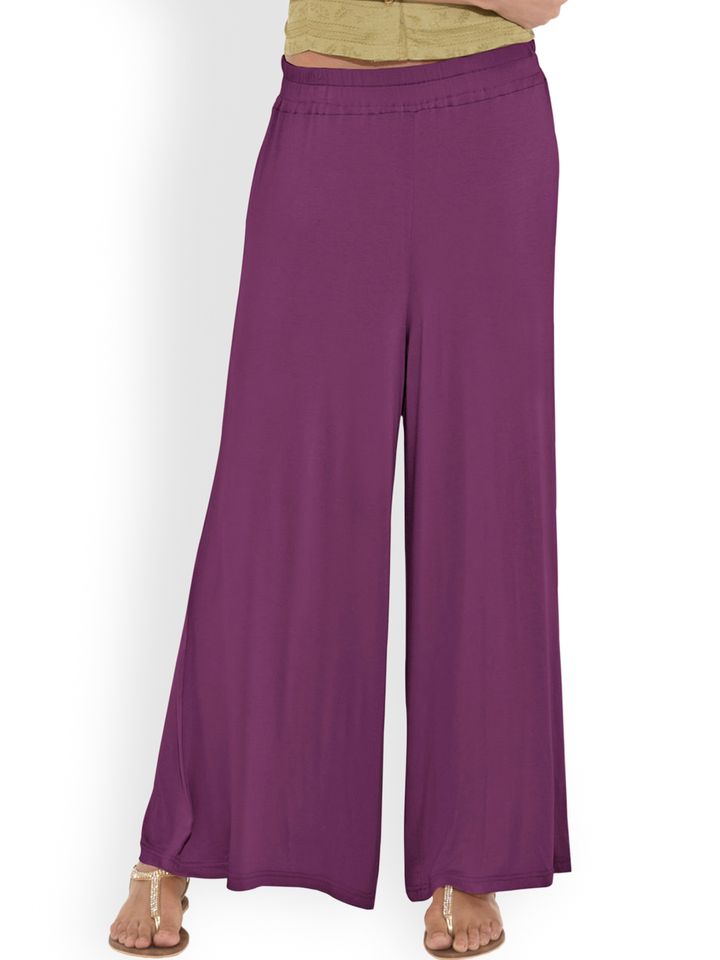 Buy Go Colors Purple Palazzo Trousers - Trousers for Women 860115 | Myntra