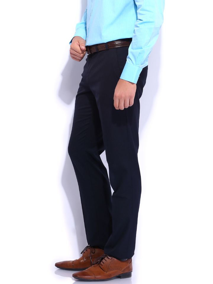 Buy Wills Lifestyle Men Black Slim Fit Solid Formal Trousers  Trousers for  Men 2295156  Myntra