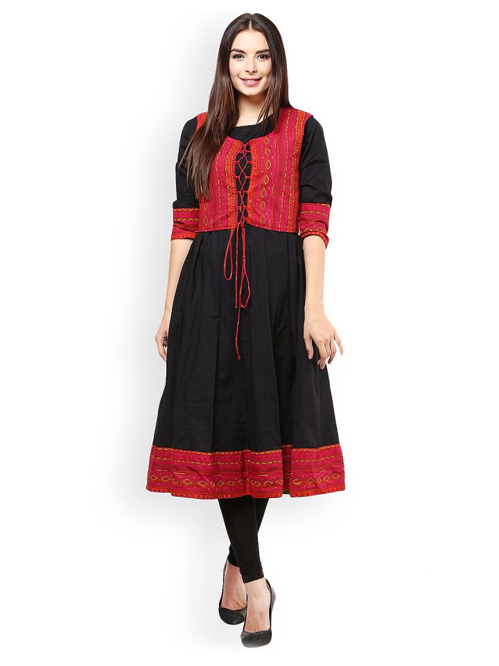 Nayo Black Printed Anarkali Kurta