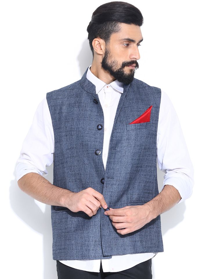 jade blue nehru jacket