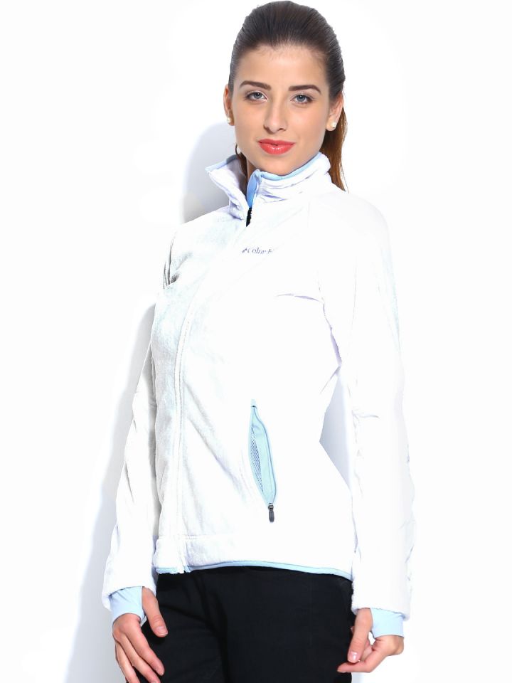 Columbia White Pearl Plush Jacket with Thumbhole Detail