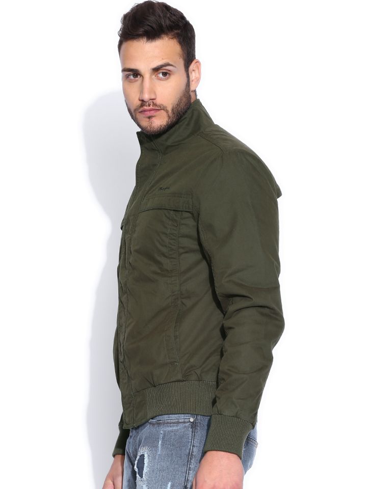 Buy Wrangler Olive Green Slim Fit Bomber Slim Fit Jacket - Jackets for Men  945686 | Myntra