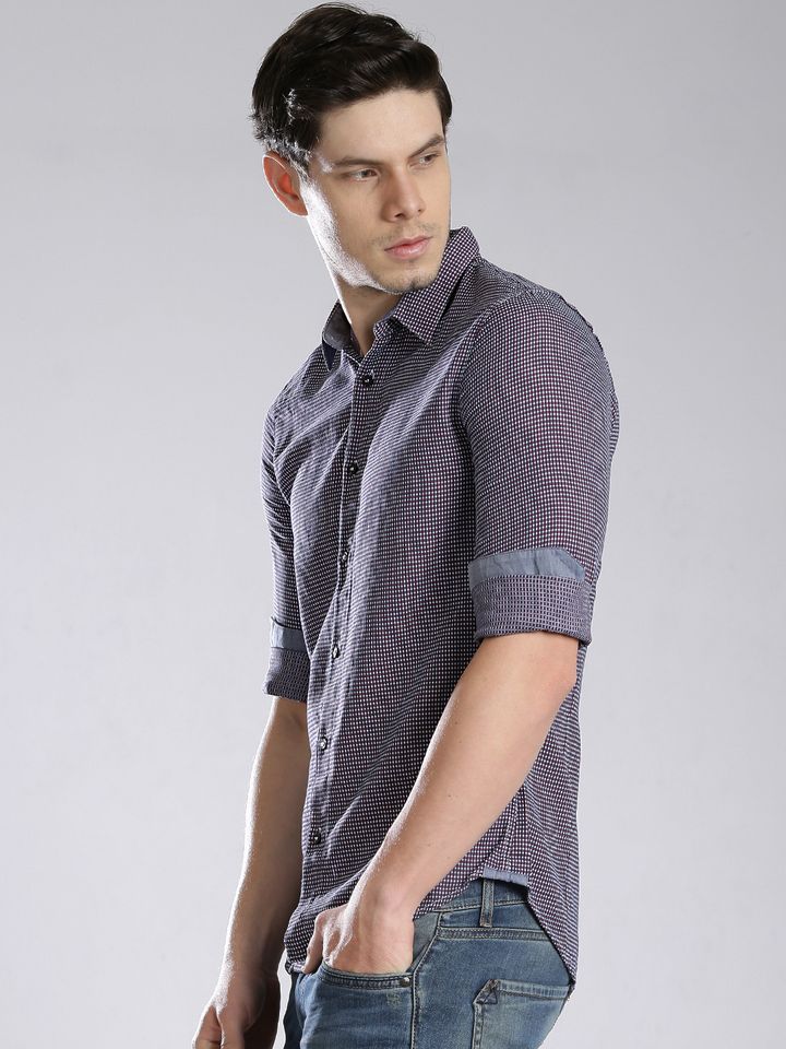 Buy Sisley Grey \u0026 Red Slim Fit Casual Shirt - Shirts for Men 949439 | Myntra