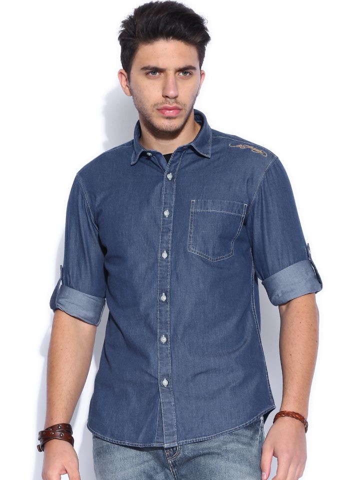 Ed hardy sale denim shirts