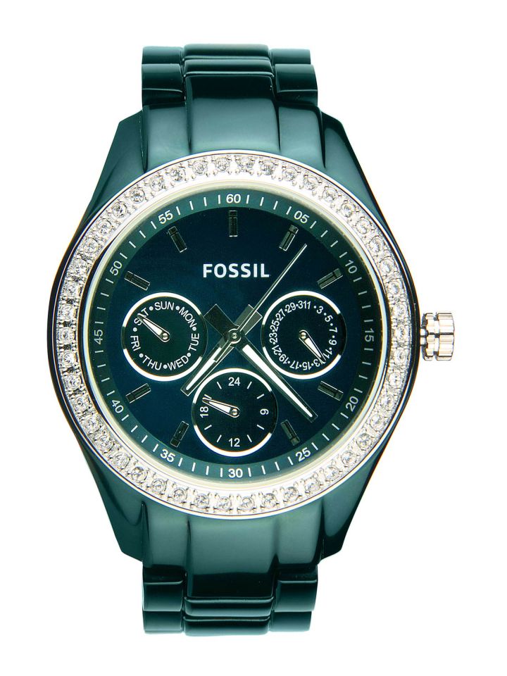 Green fossil watch women's sale