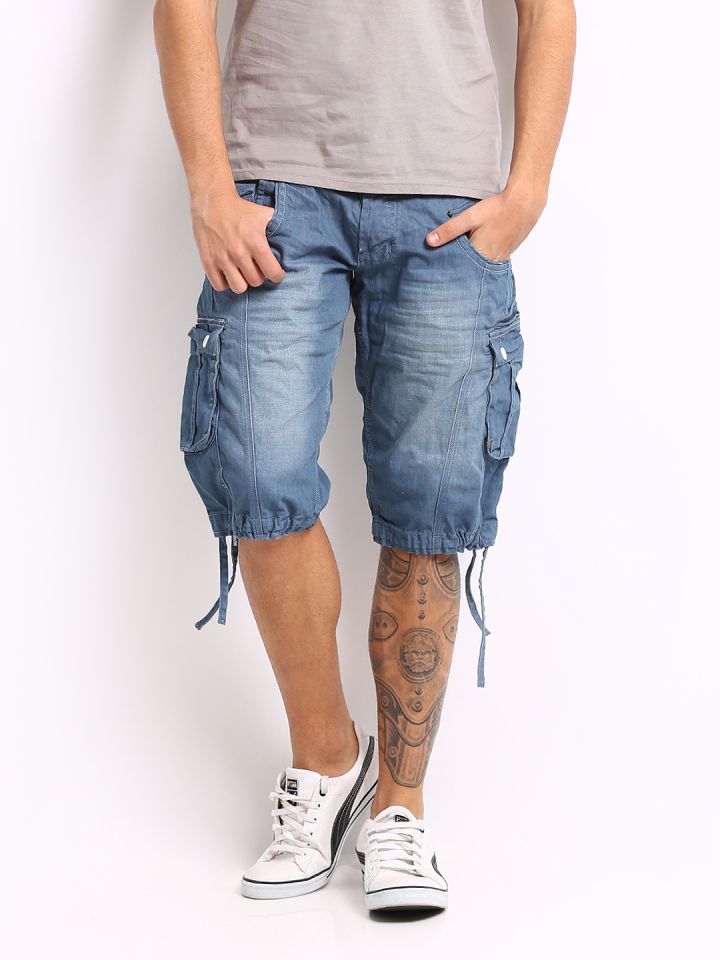 Police denim cargo shorts cheap
