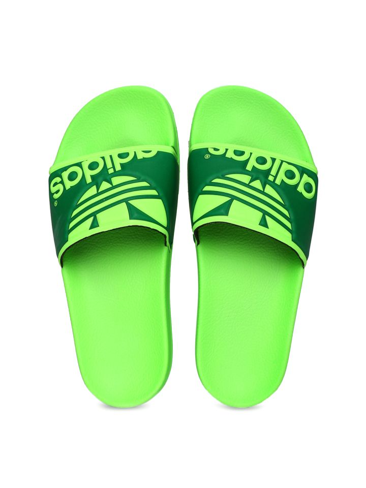 Neon adidas sale slippers