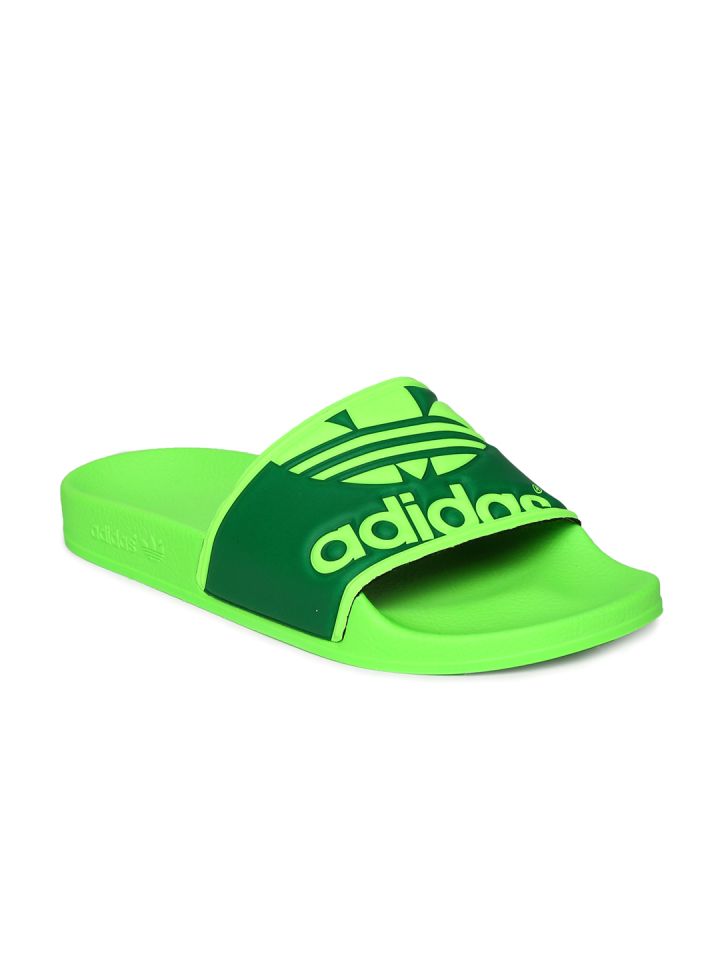 ADIDAS Original Men Neon Green Adilette Trefoil Flip Flops