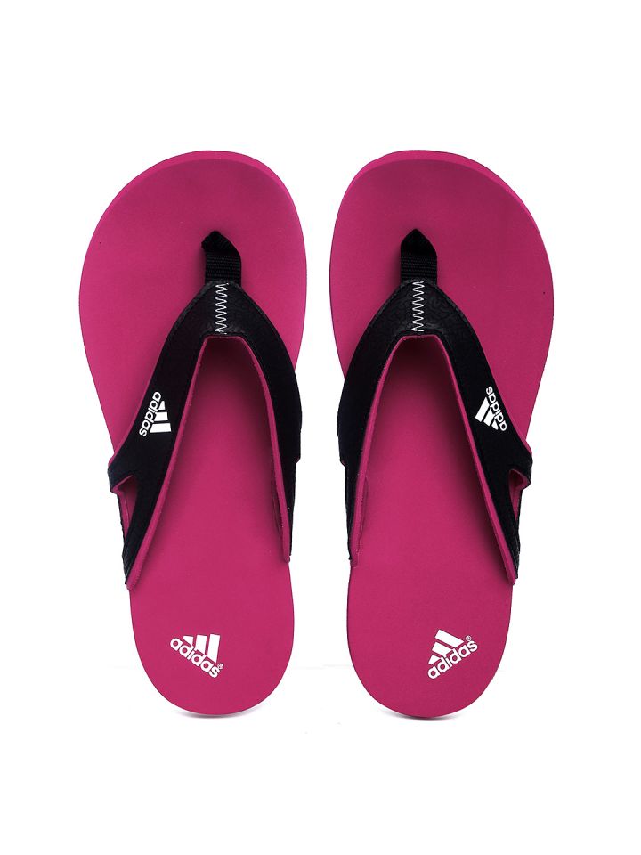 ADIDAS Women Black Pink Calo Flip Flops