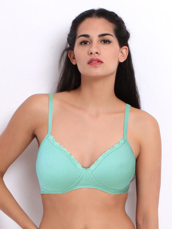 Buy Amante Mint Green Solid Lightly Padded Non Wired Full Coverage T Shirt  Bra BFCV32 - Bra for Women 330208