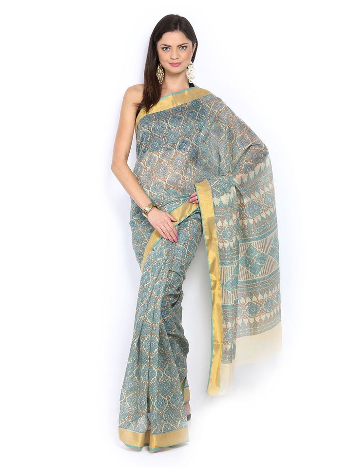 Buy Anouk Beige Green Printed Gadwal Cotton Traditional Saree Sarees For Women 302082 Myntra It was registered as one of the geographical indication from telangana by geographical indications of goods (registration and protection) act, 1999. myntra