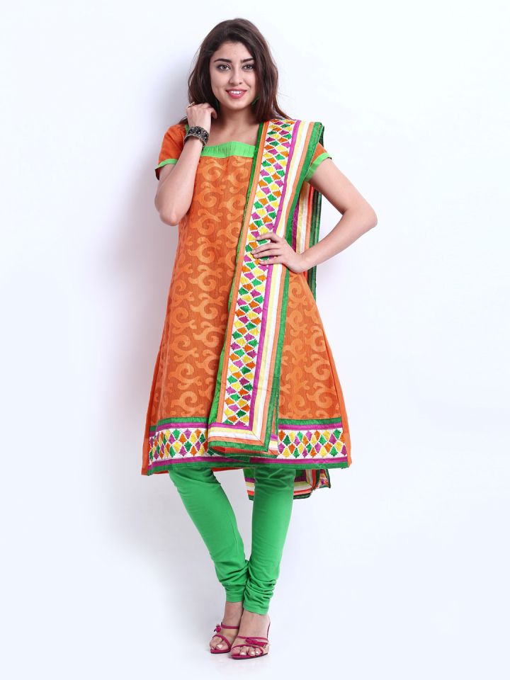 Buy Anouk Women Orange Green Super Net Brasso Jodhpuri Churidar