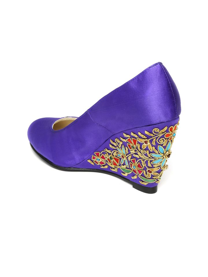 Purple wedge on sale wedding shoes