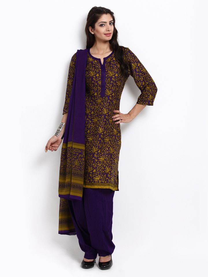 Buy Biba Women Purple Mehendi Green Printed Salwar Kurta With