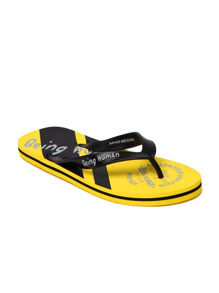 Being Human Clothing Men Yellow Flip Flops