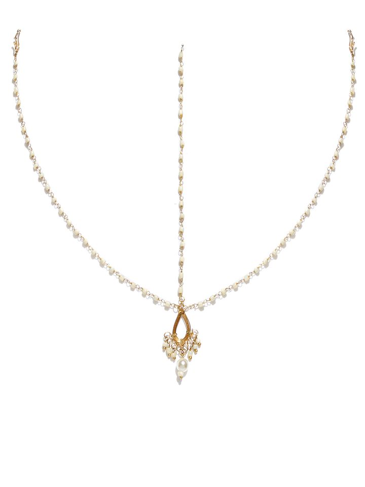 Buy Blueberry Off White Gold Toned Maang Tikka Hair Accessory For Women 462922 Myntra These maang tikka inclucde paasa maang tikka, mattha patti, borla, netri chutti and many more. blueberry off white gold toned maang tikka