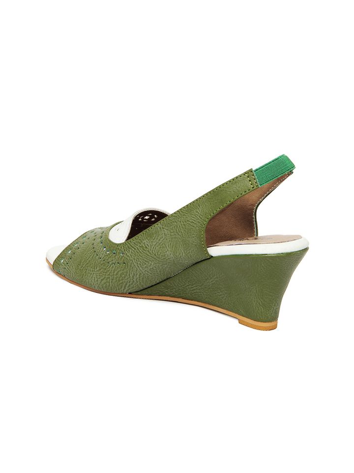 Olive green wedges sale