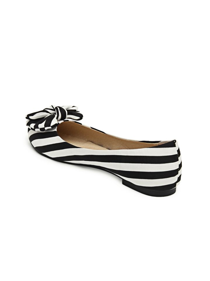 Black and white striped flats sales