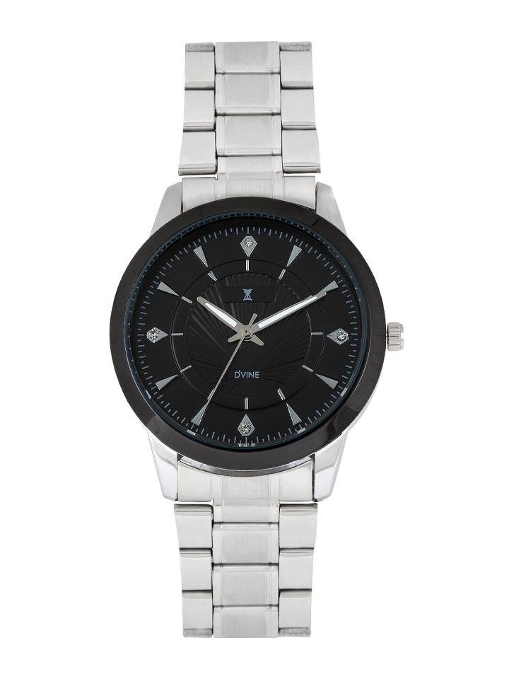 Black metal cheap chain watches
