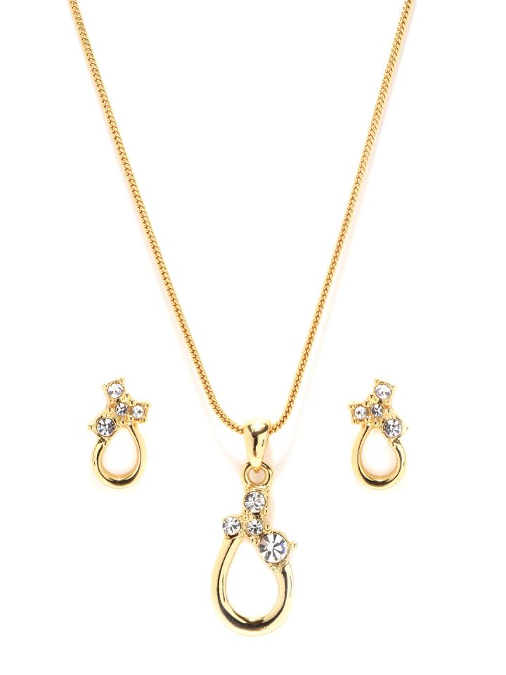 Estelle Gold Plated Earring And Pendant Set Jewellery For Women 116844 Myntra - Estelle Pendant Set