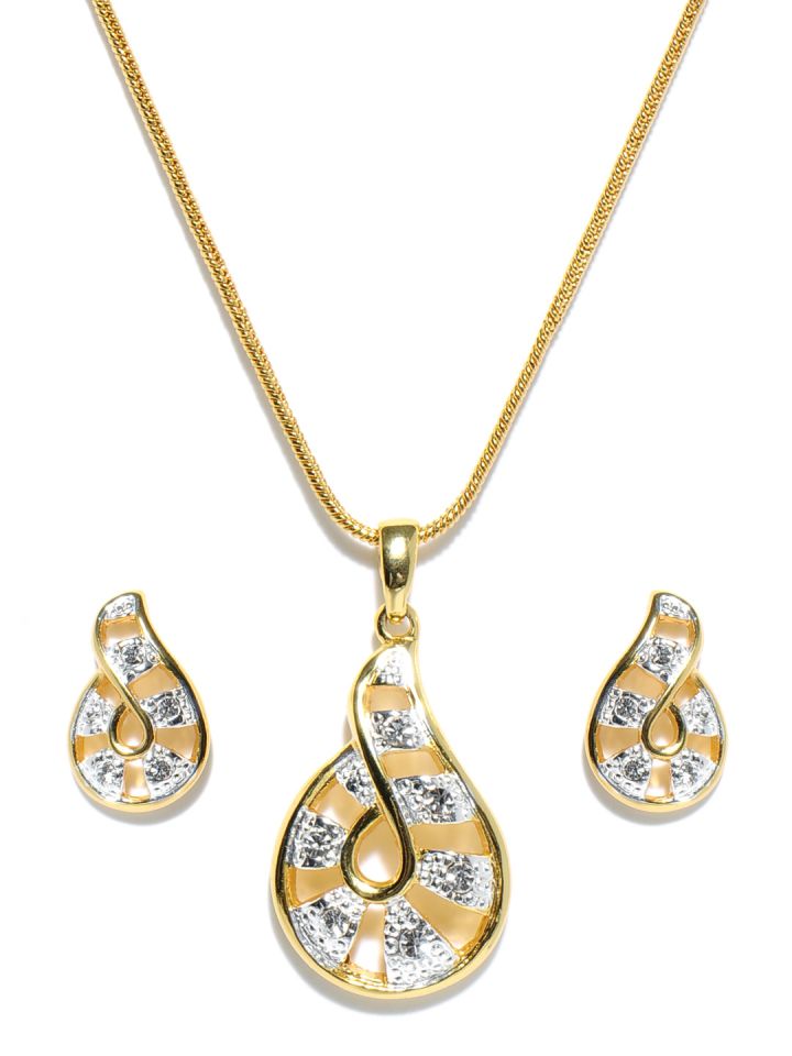 Estelle Gold Plated Earring Pendant Set Jewellery For Women 116825 Myntra - Estelle Pendant Set