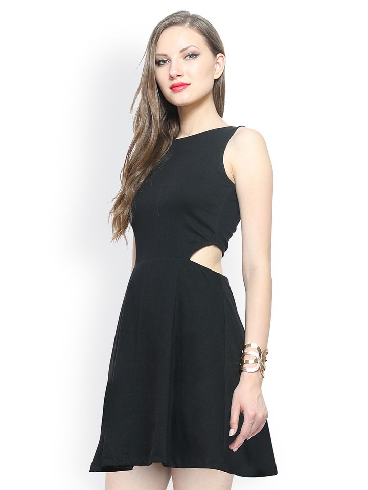 Buy FabAlley Black Cutaway Skater Dress 