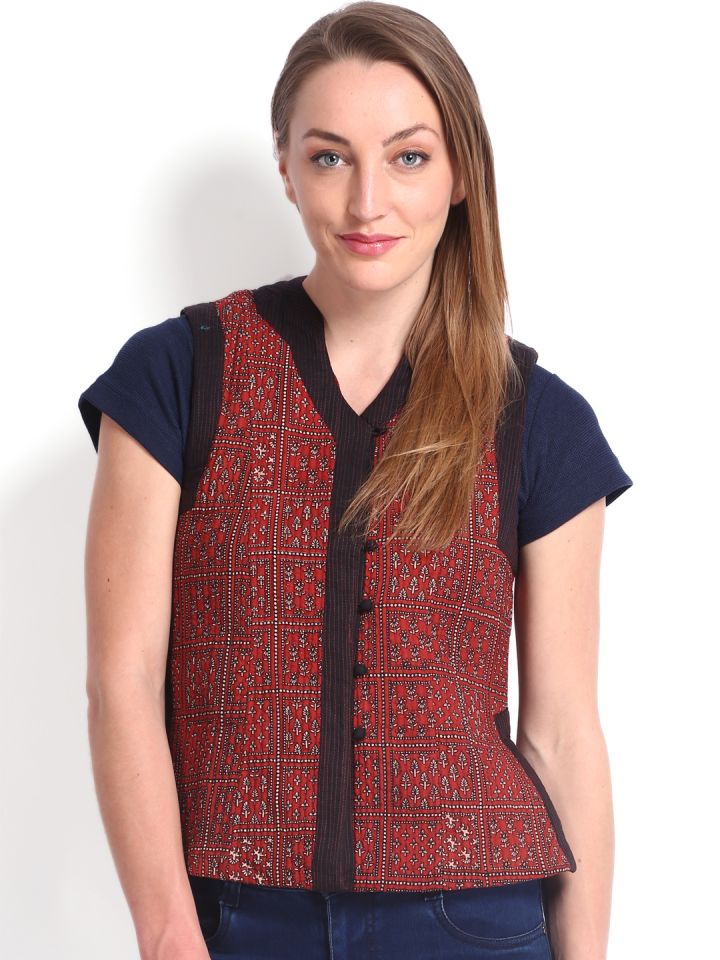 Buy Fabindia Women Brown Printed Jacket - Jackets for Women 568187 | Myntra