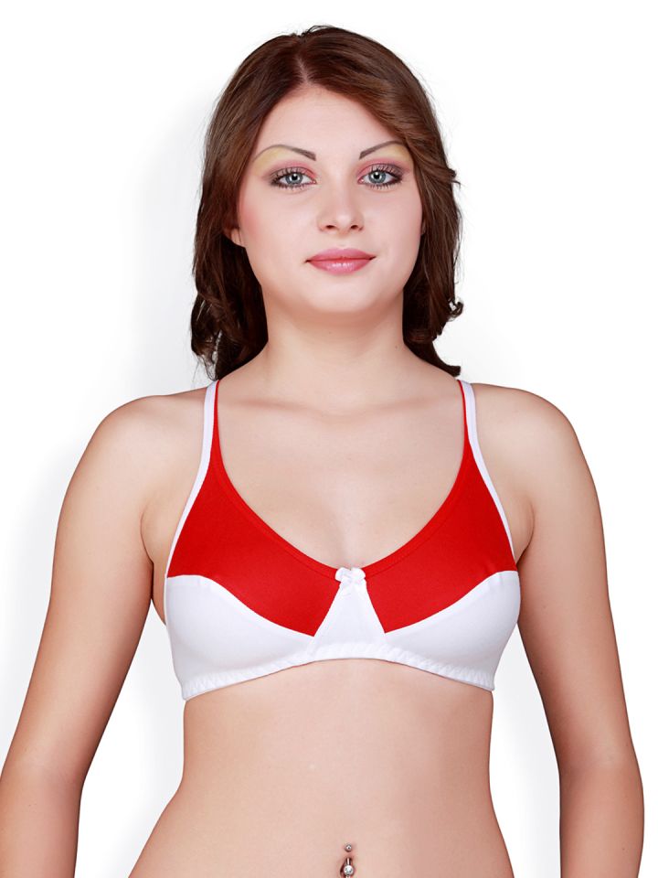 red bra under white tee shirt