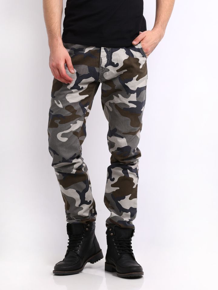 Mens grey discount camo trousers