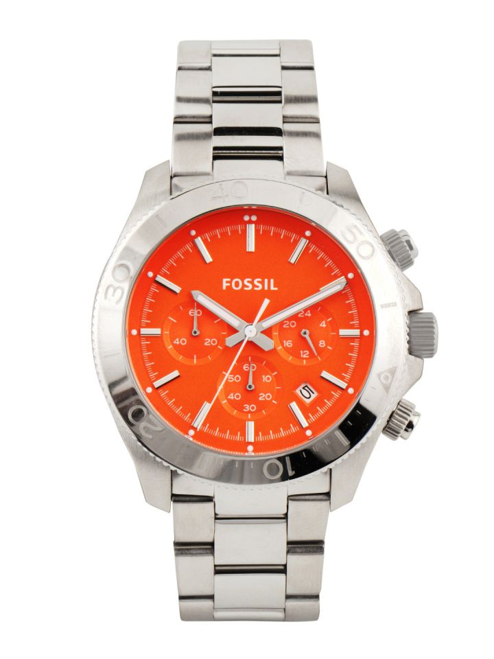 Men's fossil watch clearance orange face