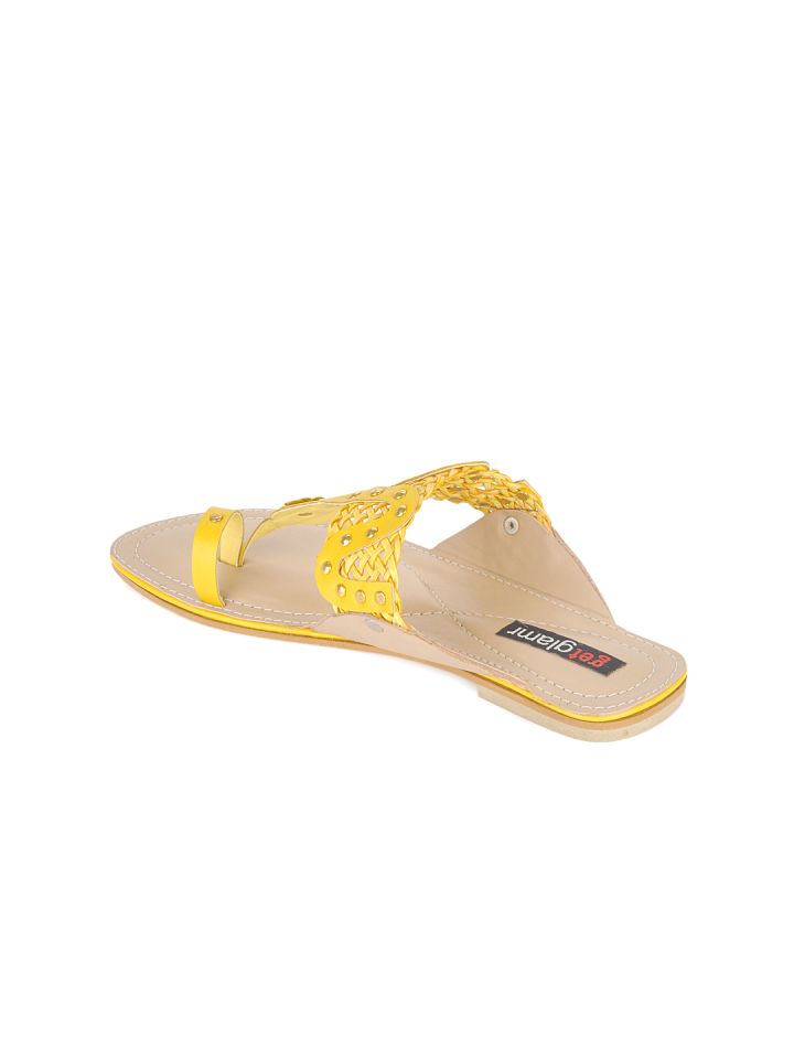 Buy Get Glamr Women Yellow Kolhapuri Sandals Flats for Women