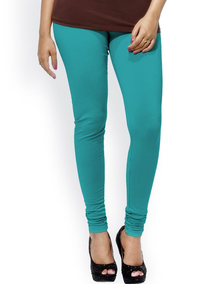 Buy Go Colors Women Blue Solid Churidar Length Leggings - Leggings