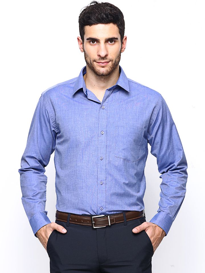 Buy Hancock Blue Slim Fit Formal Shirt 