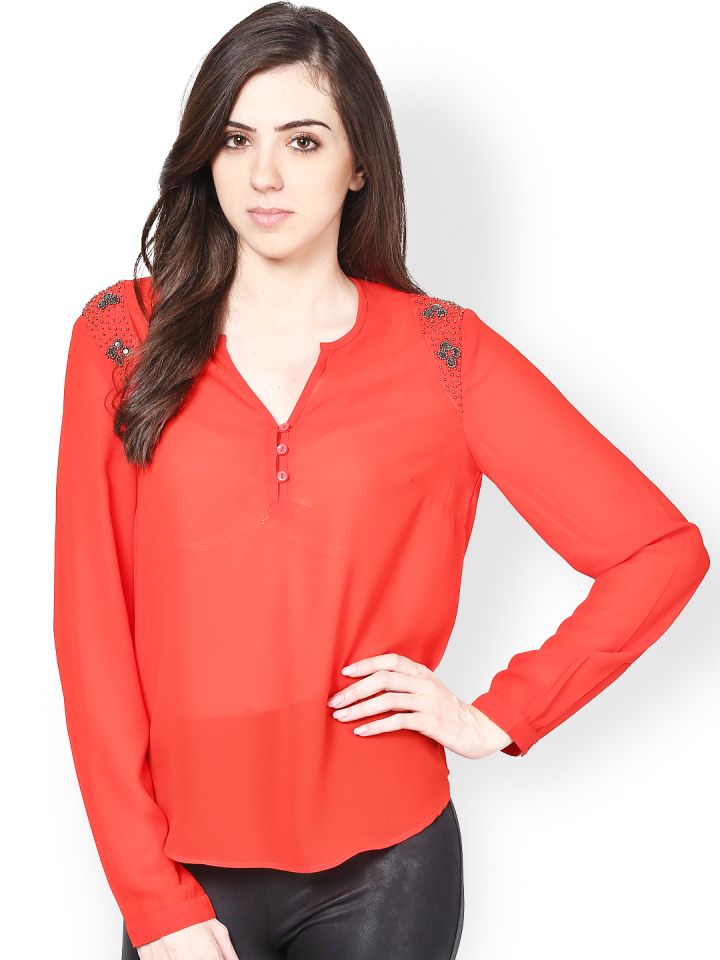 Harpa women's regular casual regular stripped women red top :  r/IndiaThriftStore