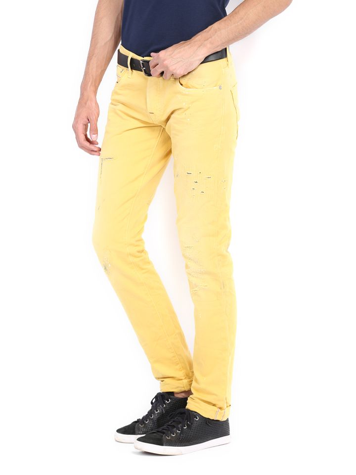 Buy Jack  Jones Men Yellow Tim Slim Fit Jeans  Jeans for Men 404013   Myntra