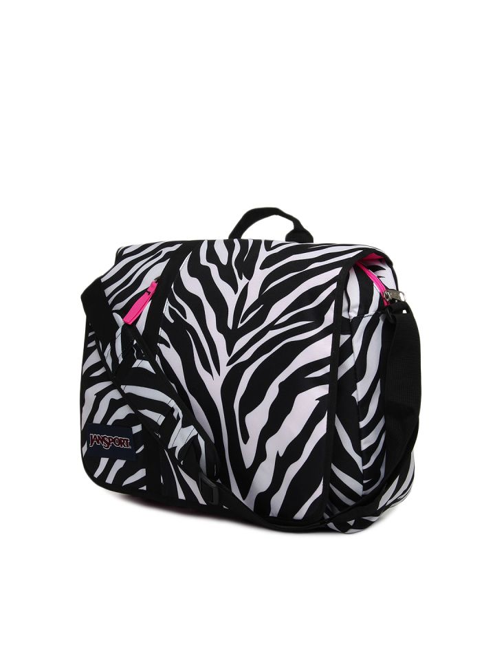 Jansport Women Black White Printed Market Street Messenger Bag