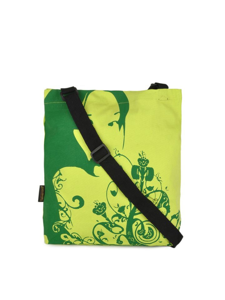 Kanvas Katha Women Mint Green Printed Tote Sling Bag