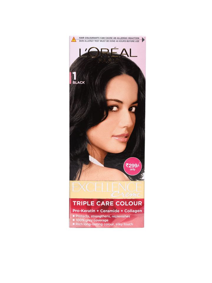 Buy Loreal Paris Excellence Creme Black Triple Care Hair Colour 1 Hair Colour For Unisex 577299 Myntra Go bold with colorista hair dye deep black permanent gel hair dye is available at the following retailer(s) loreal paris excellence creme black triple care hair colour 1
