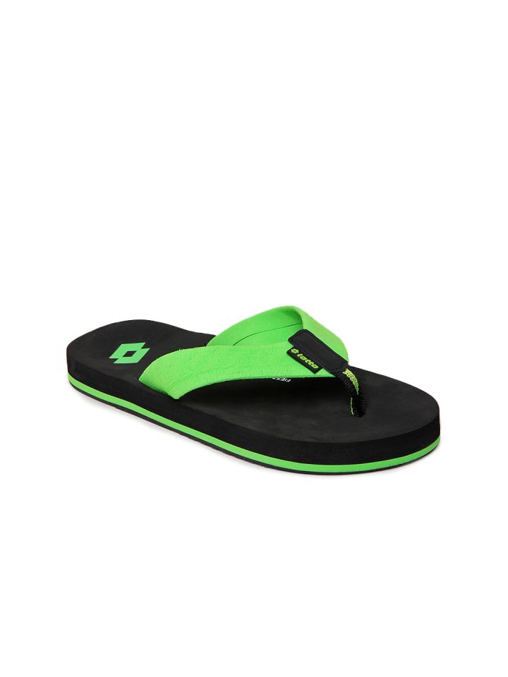 Lotto Men Black Green Flip Flops
