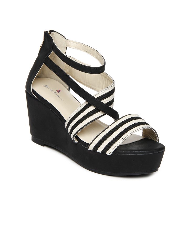 black and cream wedges