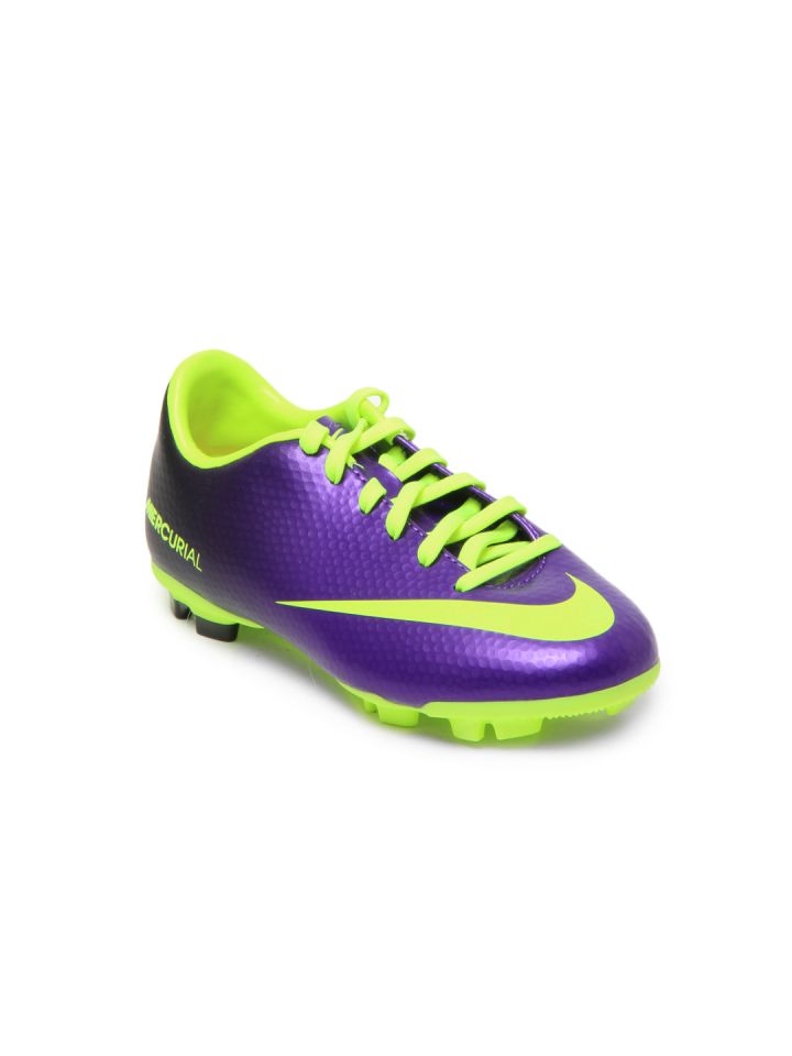 Purple and neon green nike shoes on sale