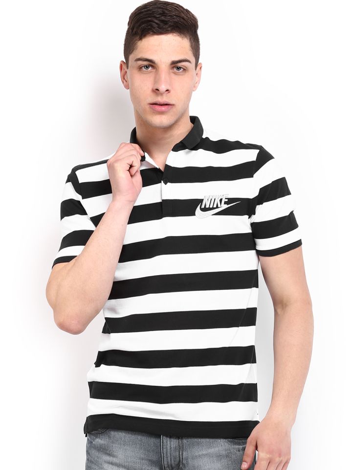 Nike black and 2025 white striped shirt