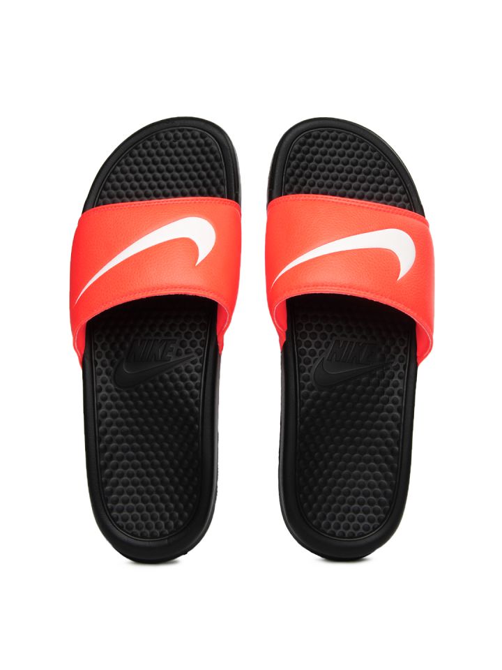 Buy Nike Fluorescent Orange Benassi Flip Flops - Flip Flops for Men 469634 | Myntra