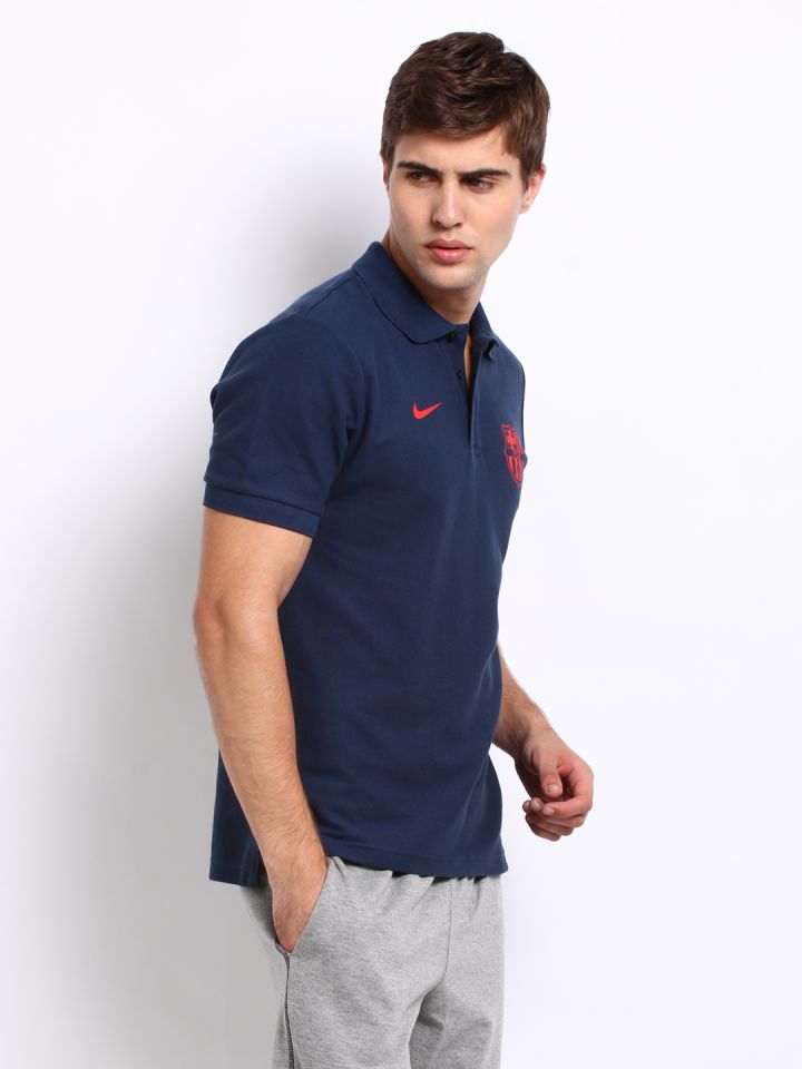 Nike Men Navy FCB Pique Polo Pure Cotton T shirt