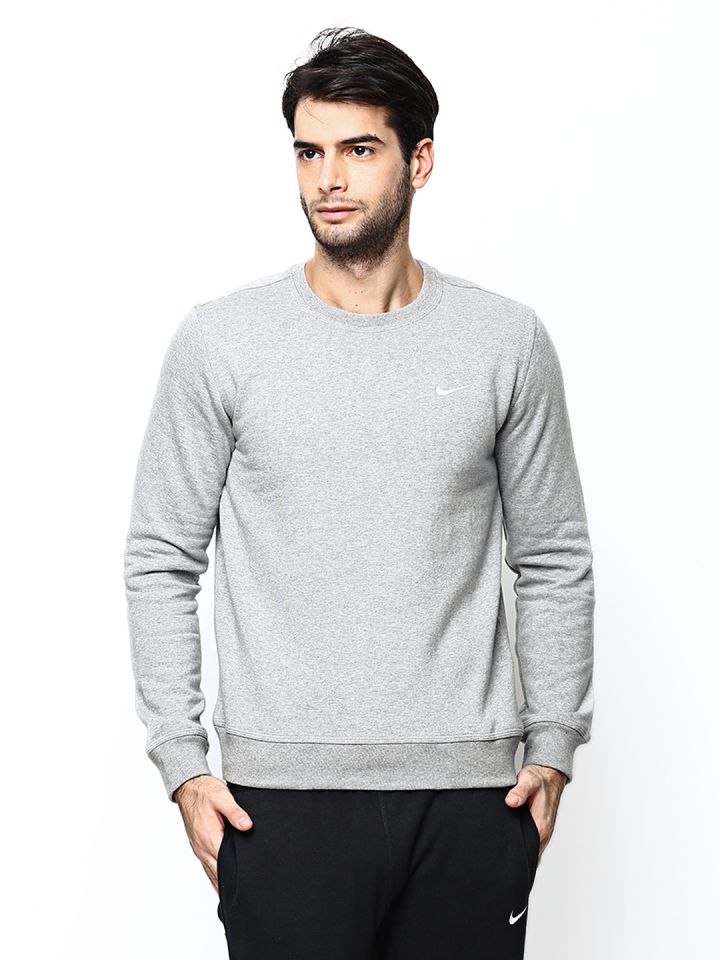 Nike club swoosh crew sweatshirt on sale grey