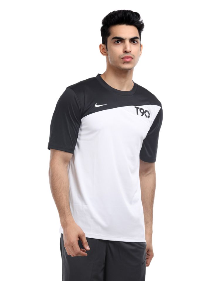 Men's Geometric Active Sports T-Shirt: White & Black