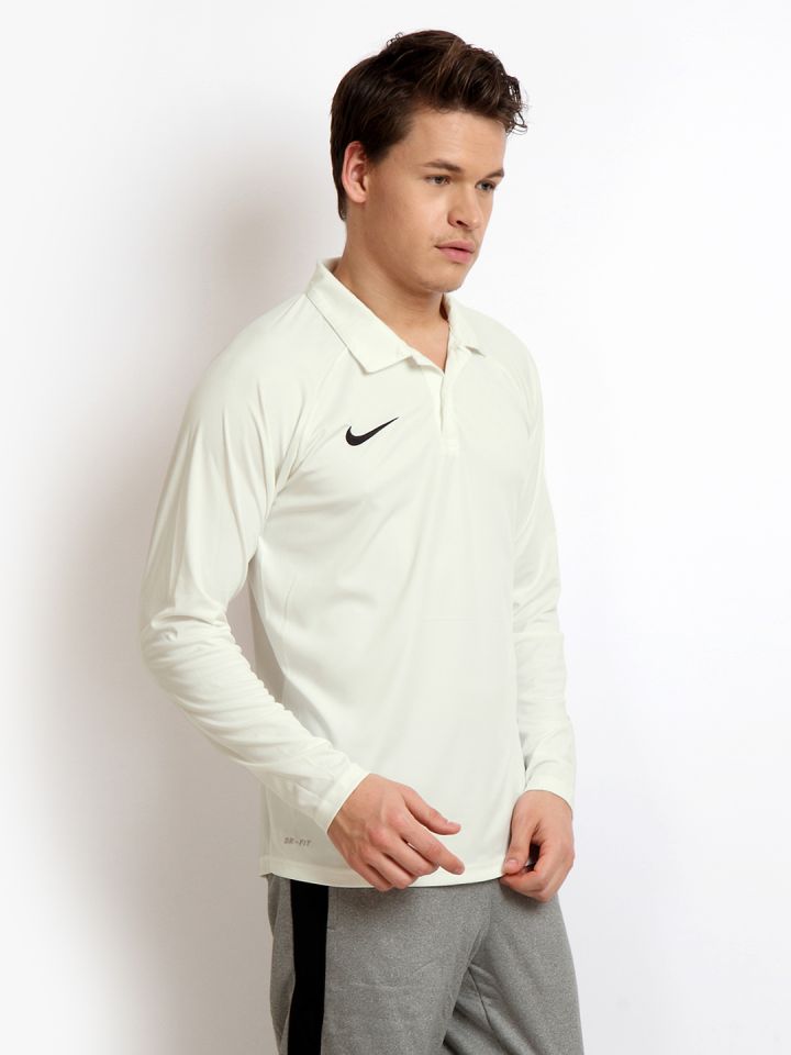 Nike cricket white t shirt full sleeve best sale