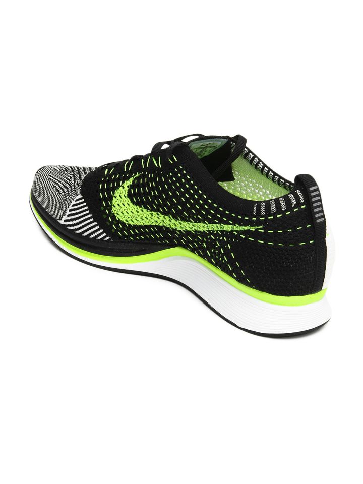 Nike Unisex White Black Flyknit Racer Running Shoes
