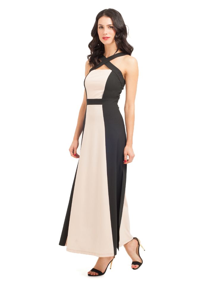 Buy Paper Dolls Black Peach Coloured Maxi Dress Dresses For