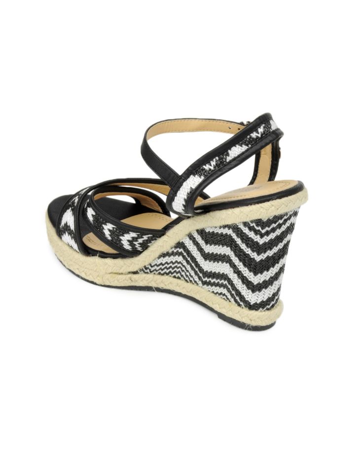 Buy Pavers England Women Black White Wedges Heels for Women